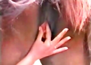 Mare pussy is going to get fingered in lesbian porn movie set outside